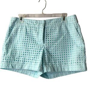 FLEUR  BLEU‎ Aqua Blue Eyelet City Fit Casual SHORTS SIZE 8